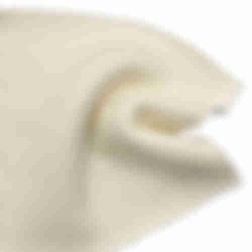 Close-up swatch of heavyweight 600gsm fleece fabric, showing the creamy white color and crisp texture for a quality hoodie sweatshirt.