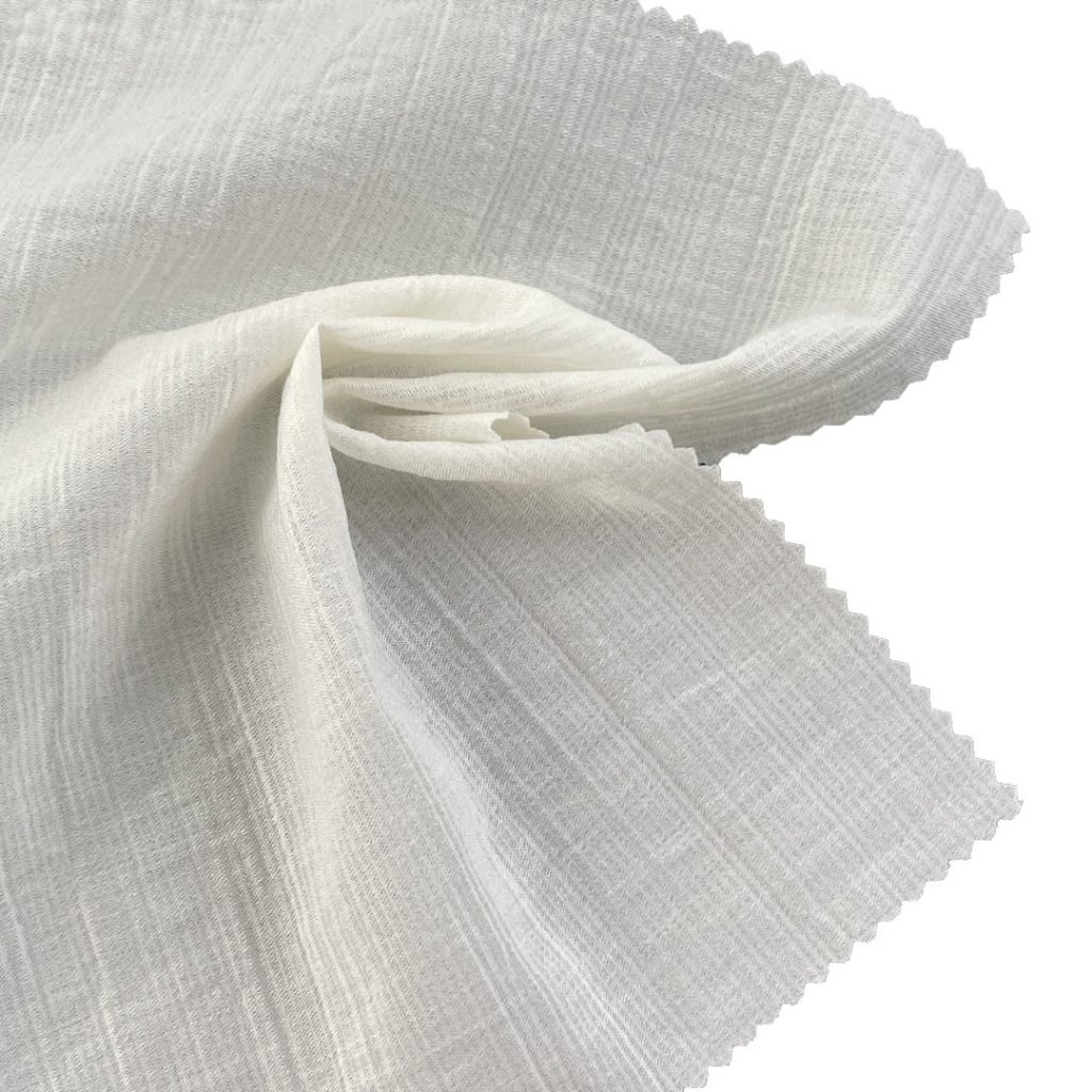 90gsm (3.2 oz) 17% Polyamide 28% Polyester 25% Viscose Crepe Textured Translucent Fabric Dress Skirt 1288#