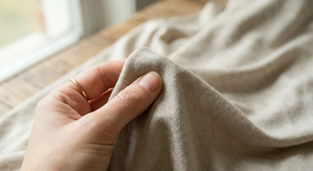 Run the hand over the modal fabric to feel its texture