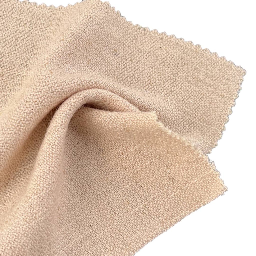 260gsm (9.2 oz) 25% Wool 25% Polyester 27% Linen 23% Cotton Burlap Textured Fabric Vest Bag 2103