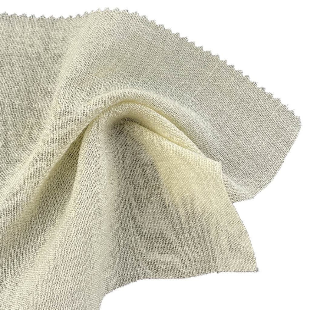 100gsm (3.5 oz) 23% Nylon 50% Polyester 22% Lyocell 5% Linen Crepe Textured Translucent Fabric Dress Skirt 26121#