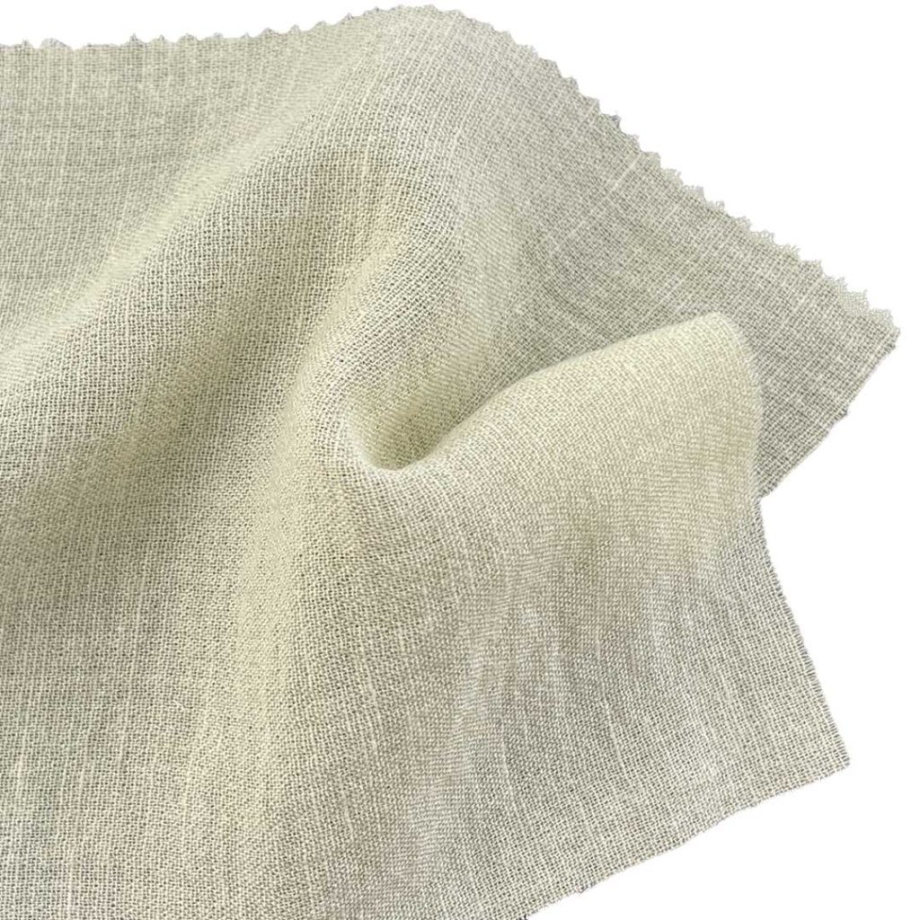 100gsm (3.5 oz) 23% Nylon 50% Polyester 22% Lyocell 5% Linen Crepe Textured Translucent Fabric Dress Skirt 26121#