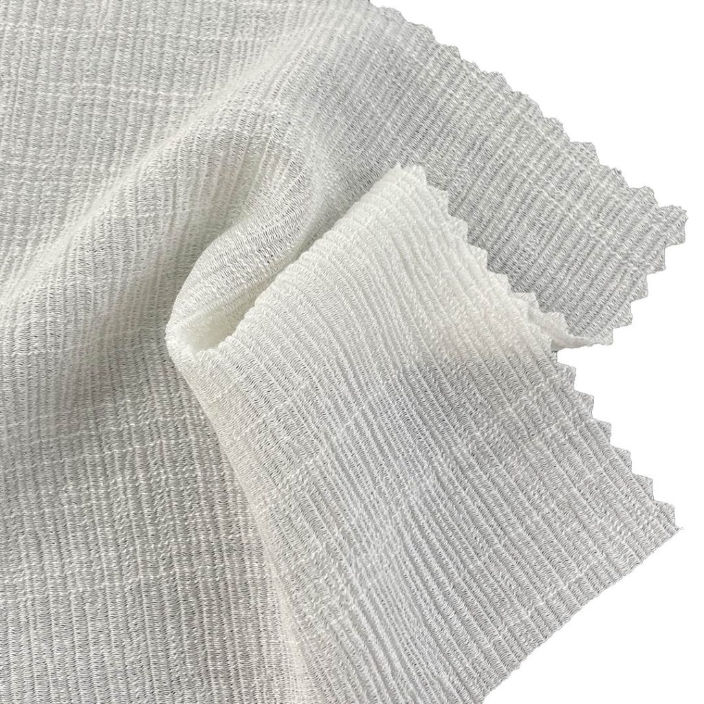 120gsm (4.2 oz) 50% Viscose 50% Nylon Pleated Textured Fabric Dress Wedding Dress Tops