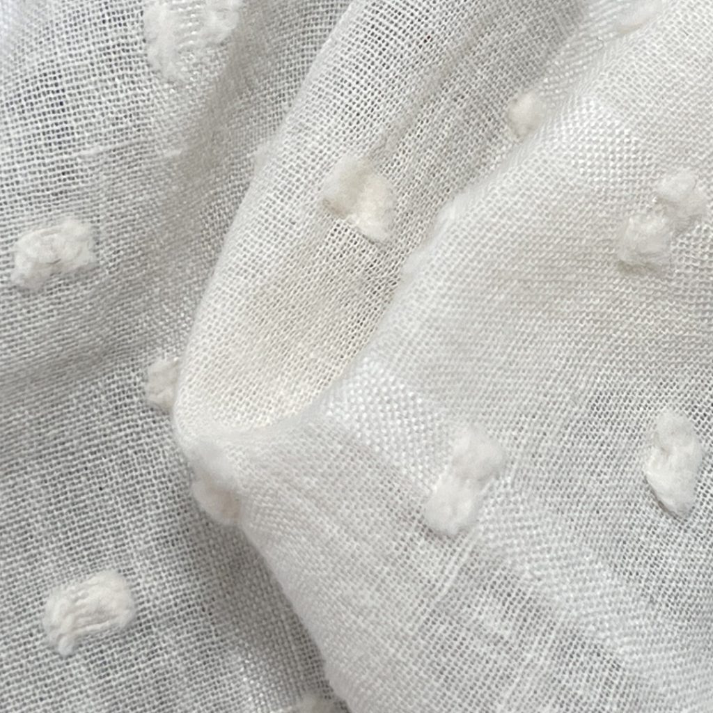 85gsm (3.0 oz) 80% Cotton 20% Viscose Dobby Dotted Swiss Textured Fabric Dress Skirt C388