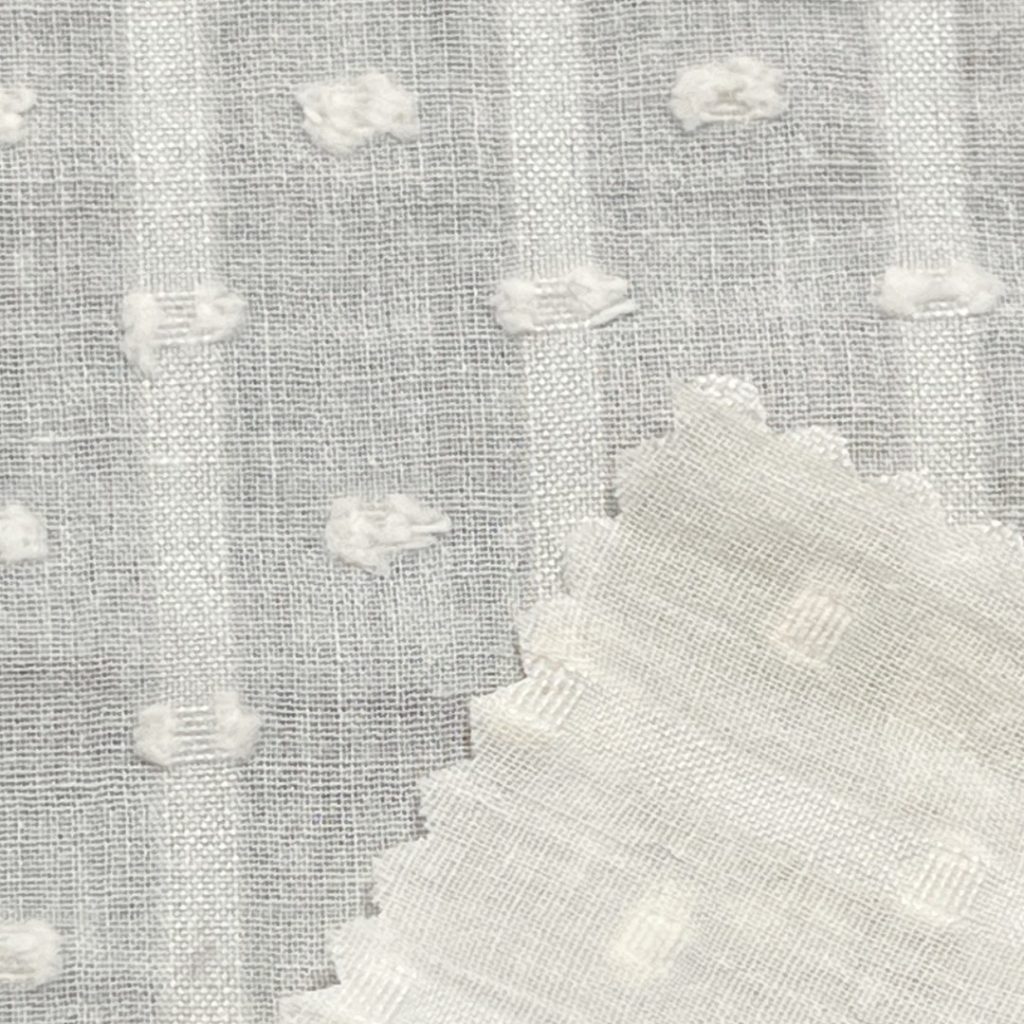 85gsm (3.0 oz) 80% Cotton 20% Viscose Dobby Dotted Swiss Textured Fabric Dress Skirt C388