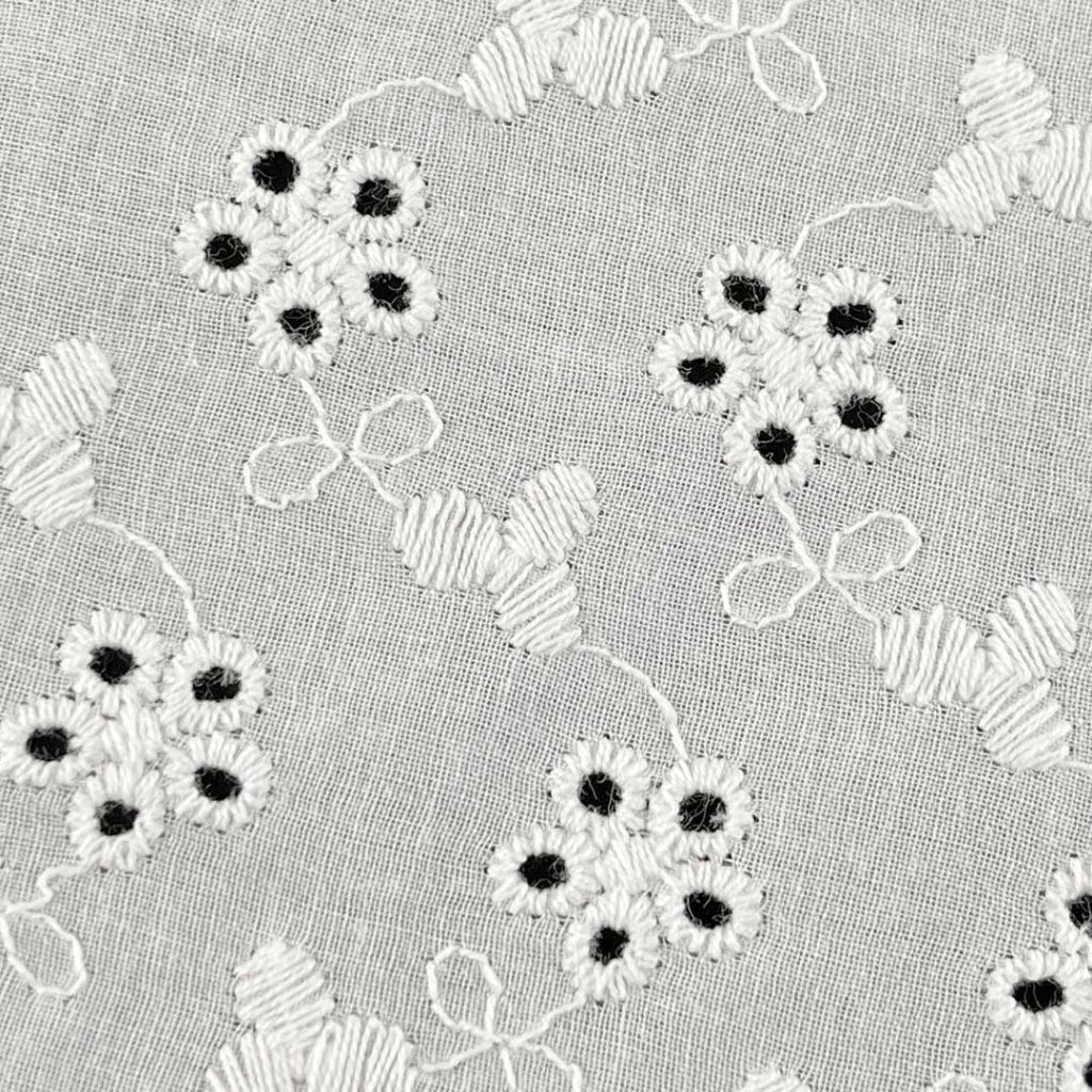 100% Cotton Eyelet Breathable Textured Fabric Blouse Tops H7-734