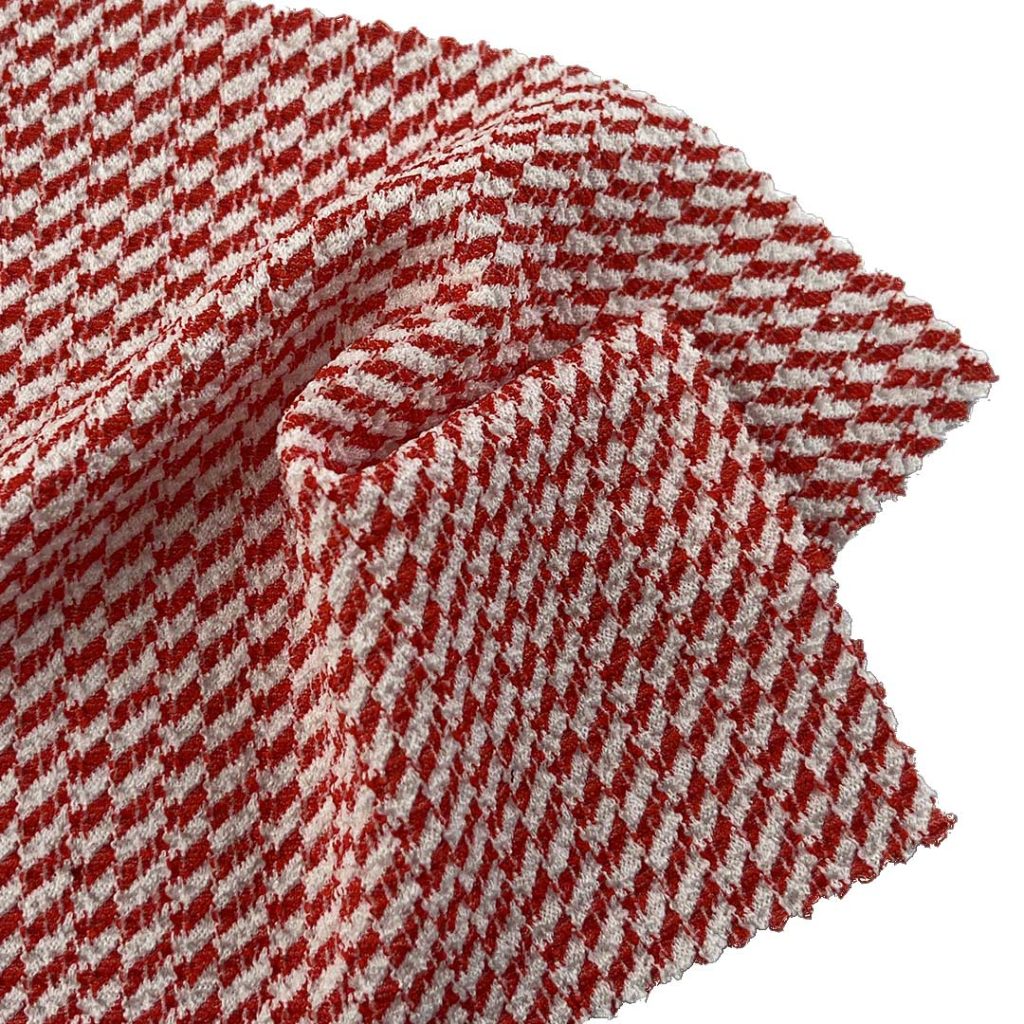 180gsm (6.3 oz) 95% Polyester 5% Spandex Houndstooth Textured Shape Retention Fabric Dress Coat JM-5080