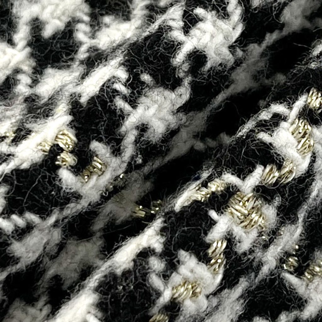 400gsm (14.1 oz) 20% Wool 80% Polyester Tweed Houndstooth Textured Shape Retention Fabric Dress Cushion Coat