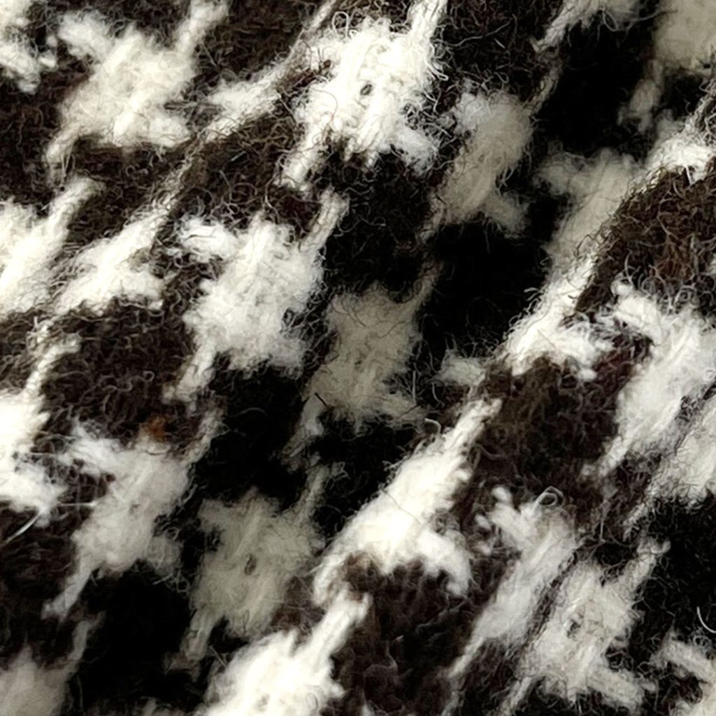 320gsm (11.3 oz) 100% Polyester Tweed Houndstooth Textured Shape Retention Fabric Dress Cushion Packaging