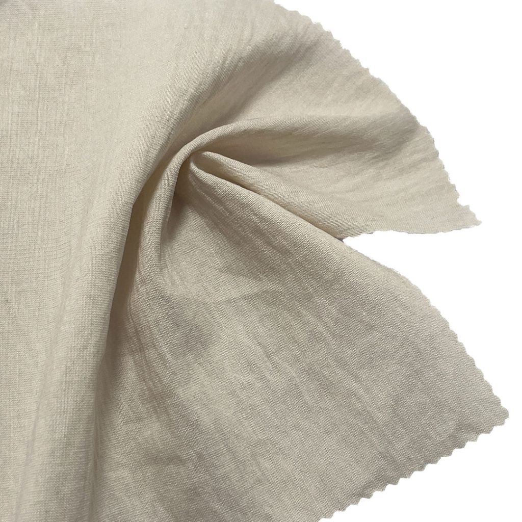 130gsm (4.6 oz) 15% Nylon 70% Tencel 15% Linen Crepe Translucent Textured Fabric Skirt Dress Q10086