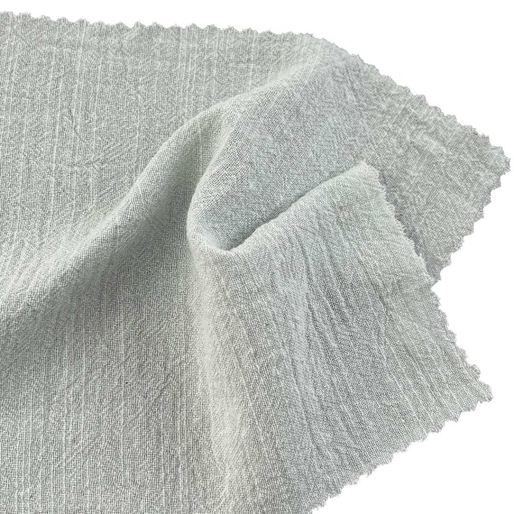 85gsm (3.0 oz) 80% Cotton 3% Linen 17% Viscose Crepe Textured Translucent Fabric Skirt Dress W8231