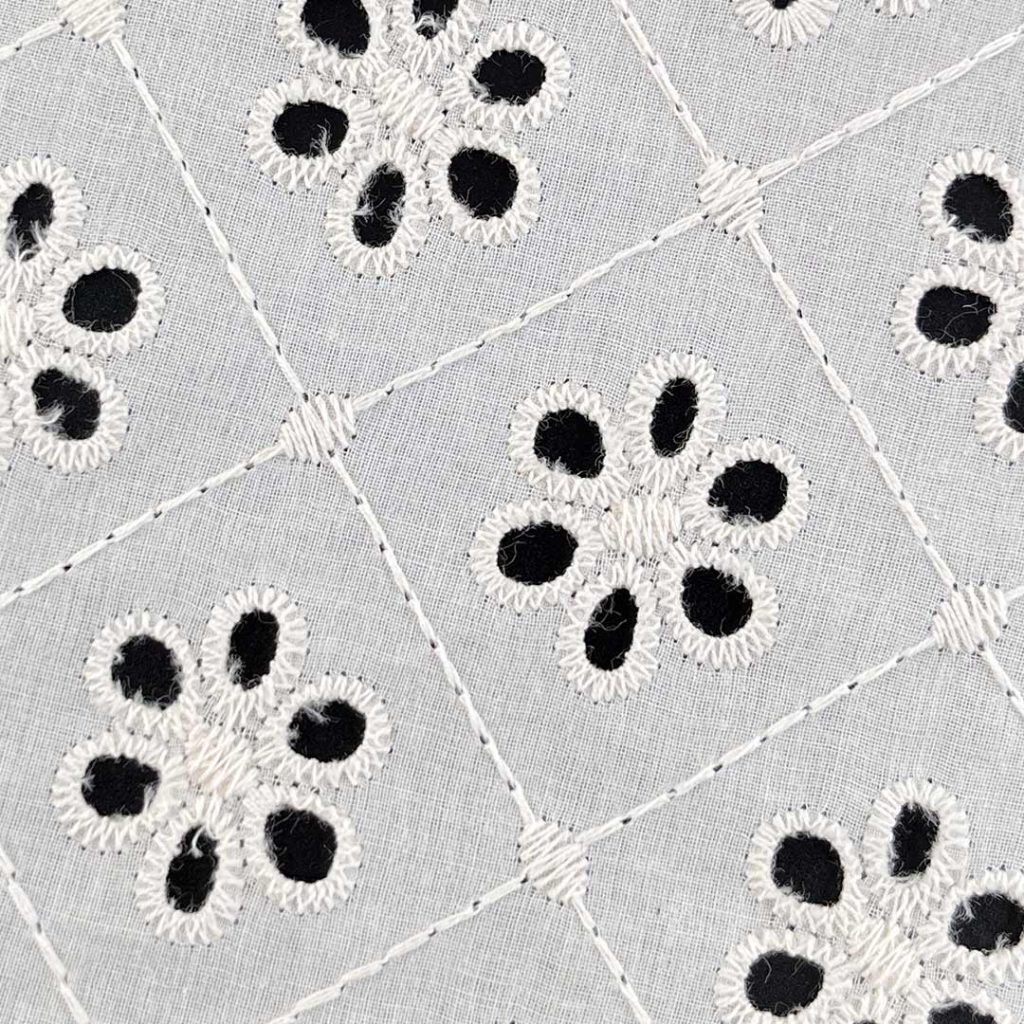 100% Cotton Eyelet Breathable Textured Fabric Blouse Tops X8013