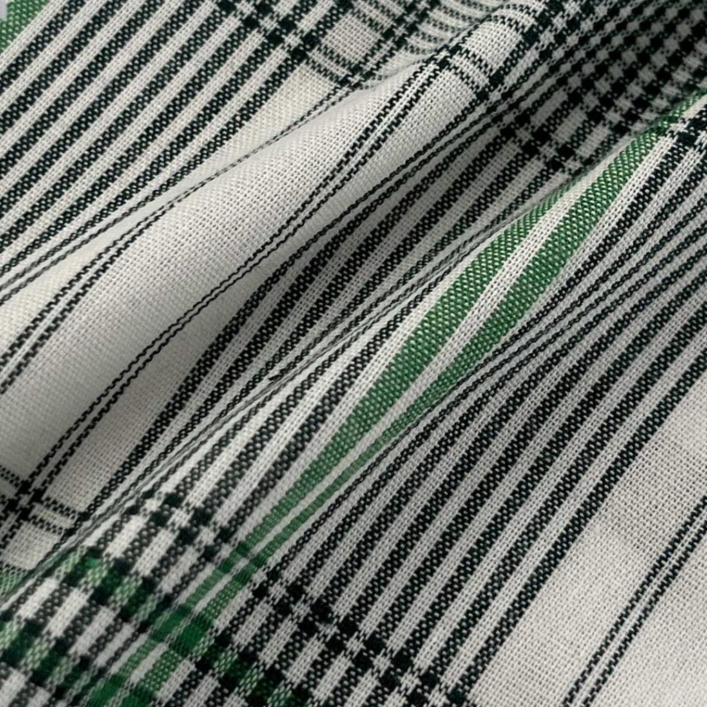 130gsm (4.6 oz) 50% Polyester 30% Cotton 20% Viscose Plaid Ripstop Fabric Shirt Dress