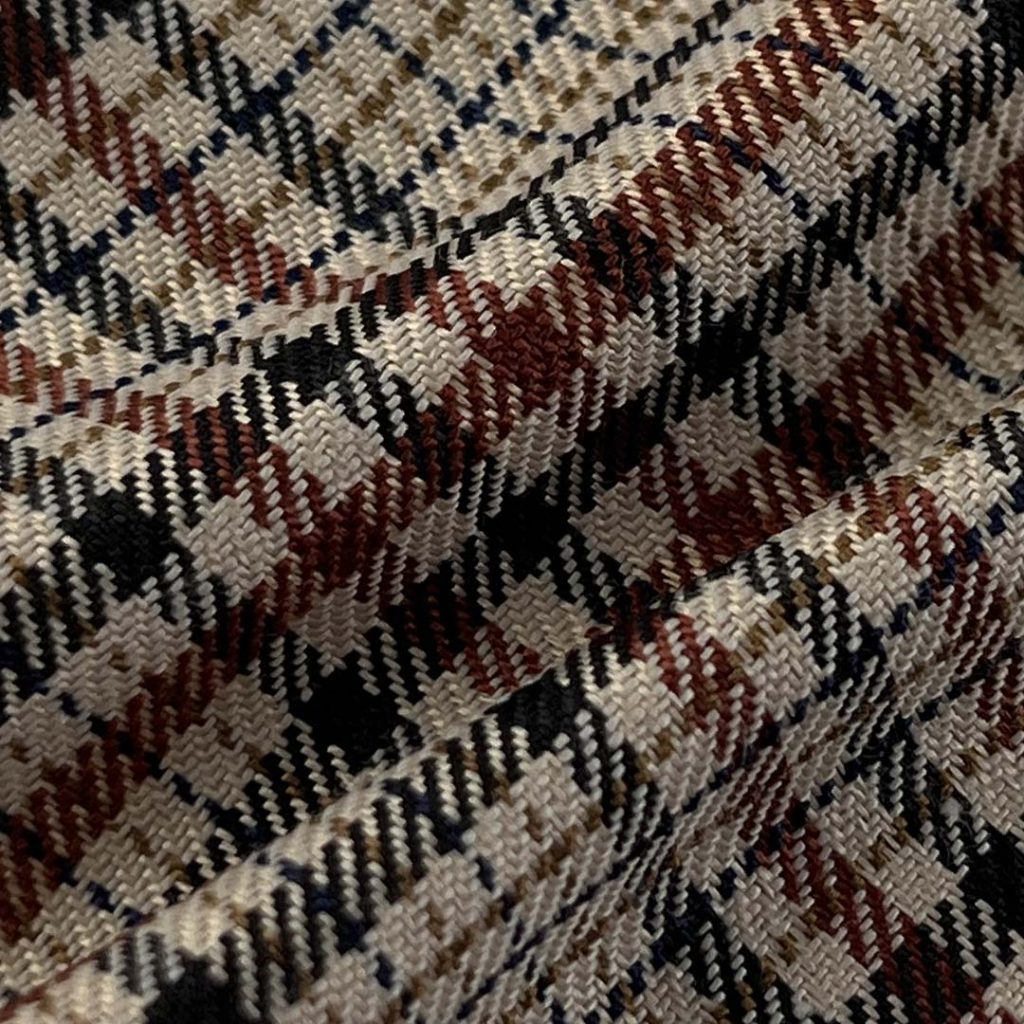 220gsm (7.8 oz) 72% Polyester 28% Cotton Plaid Ripstop Fabric Cardigan Suit Blazer