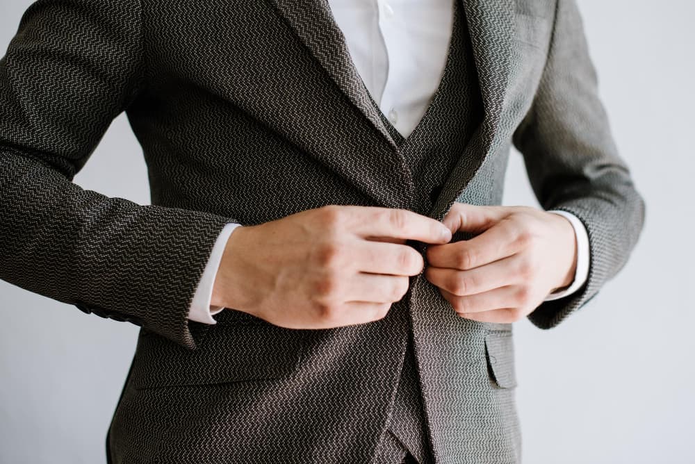 Gray men's blazer made from blazer fabric