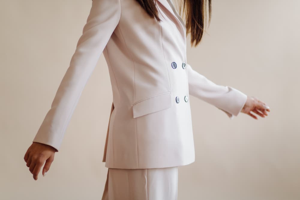 White women's blazer made from blazer fabric
