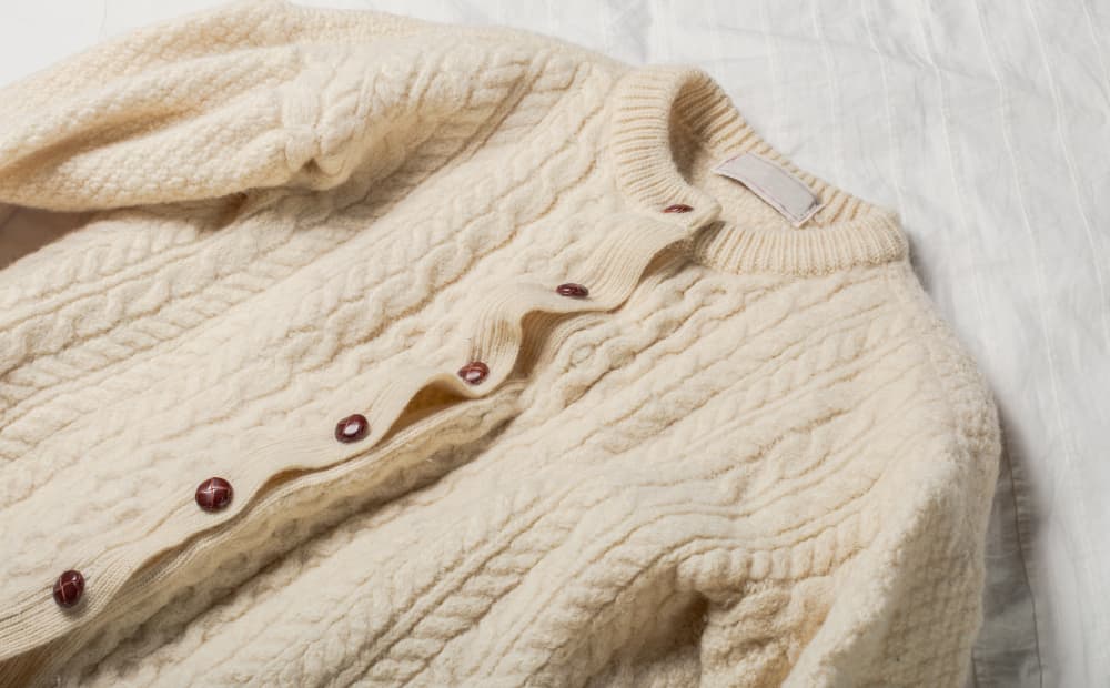 Camel-colored cardigan made from cardigan fabric