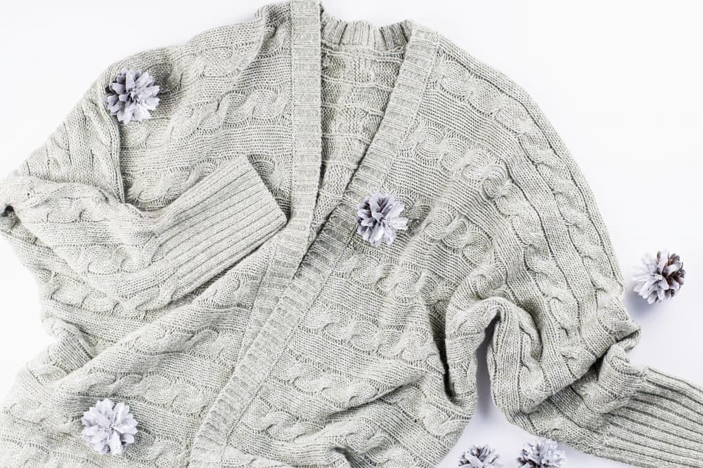 Light gray cardigan made from cardigan fabric