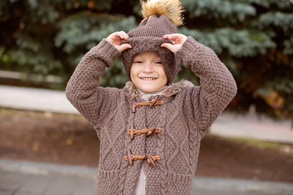 Brown children's sweater made from sweater fabric