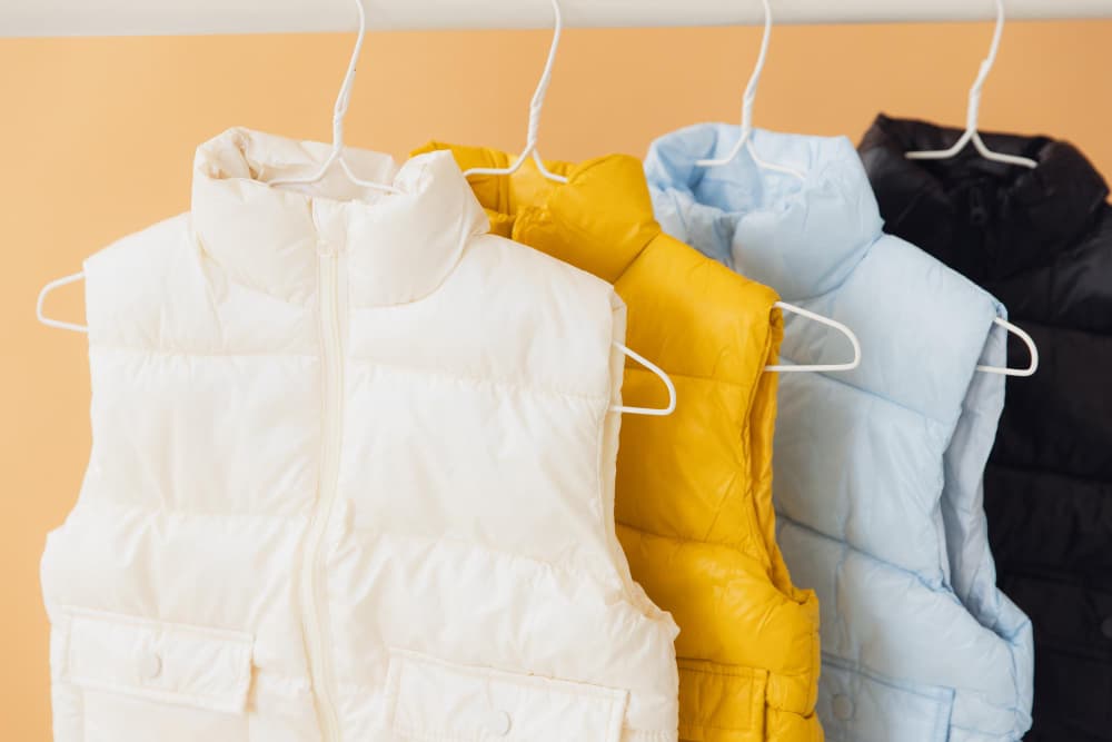 Multi-color down vest made from vest fabric