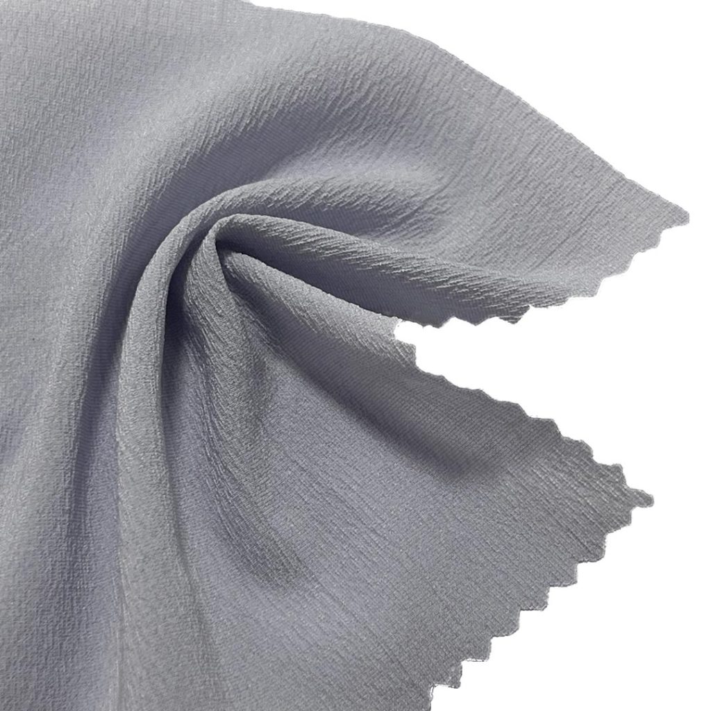 110gsm (3.9 oz) 29% Polyester 68% Viscose 3% Spandex Crepe Textured Translucent Fabric Dress Skirt WG60233