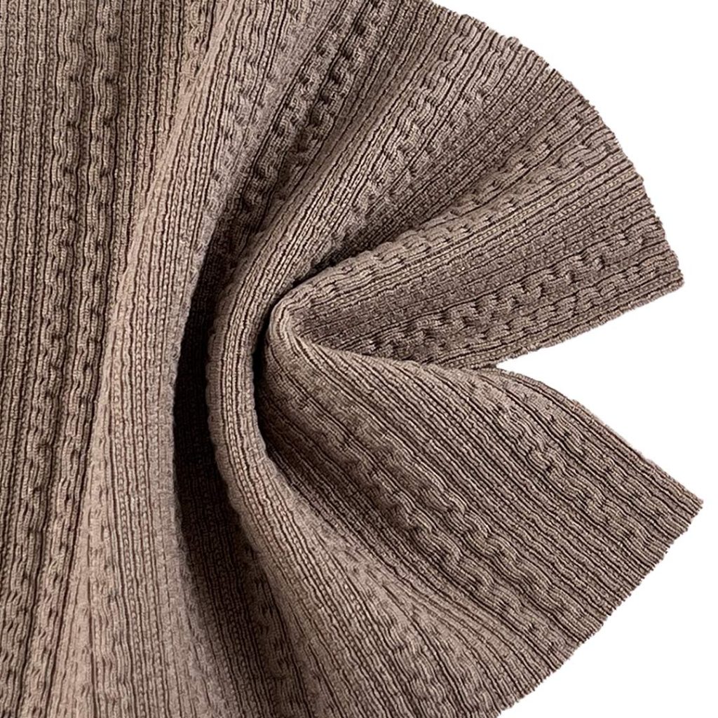 280gsm (9.9 oz) 93% Cotton 7% Spandex Cable Jacquard Breathable Soft Hand Feel Fabric Dress Cardigan 6664#