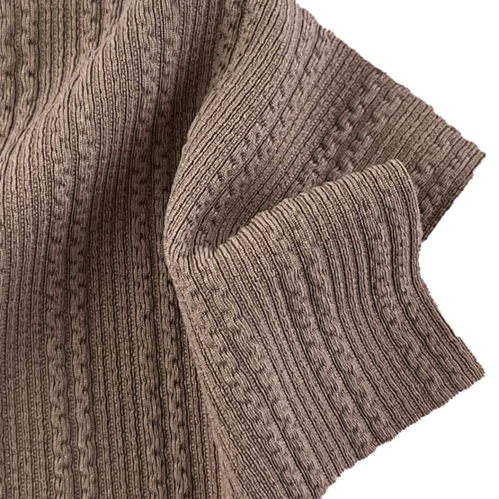 280gsm (9.9 oz) 93% Cotton 7% Spandex Cable Jacquard Breathable Soft Hand Feel Fabric Dress Cardigan 6664#