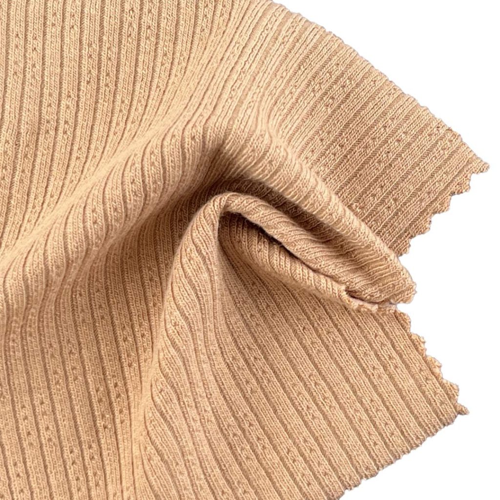 250gsm (8.8 oz) 46% Cotton 46% Viscose 6% Spandex Pointelle Textured Soft Hand Feel Fabric Dress Long Sleeve Shirt J0717183-1