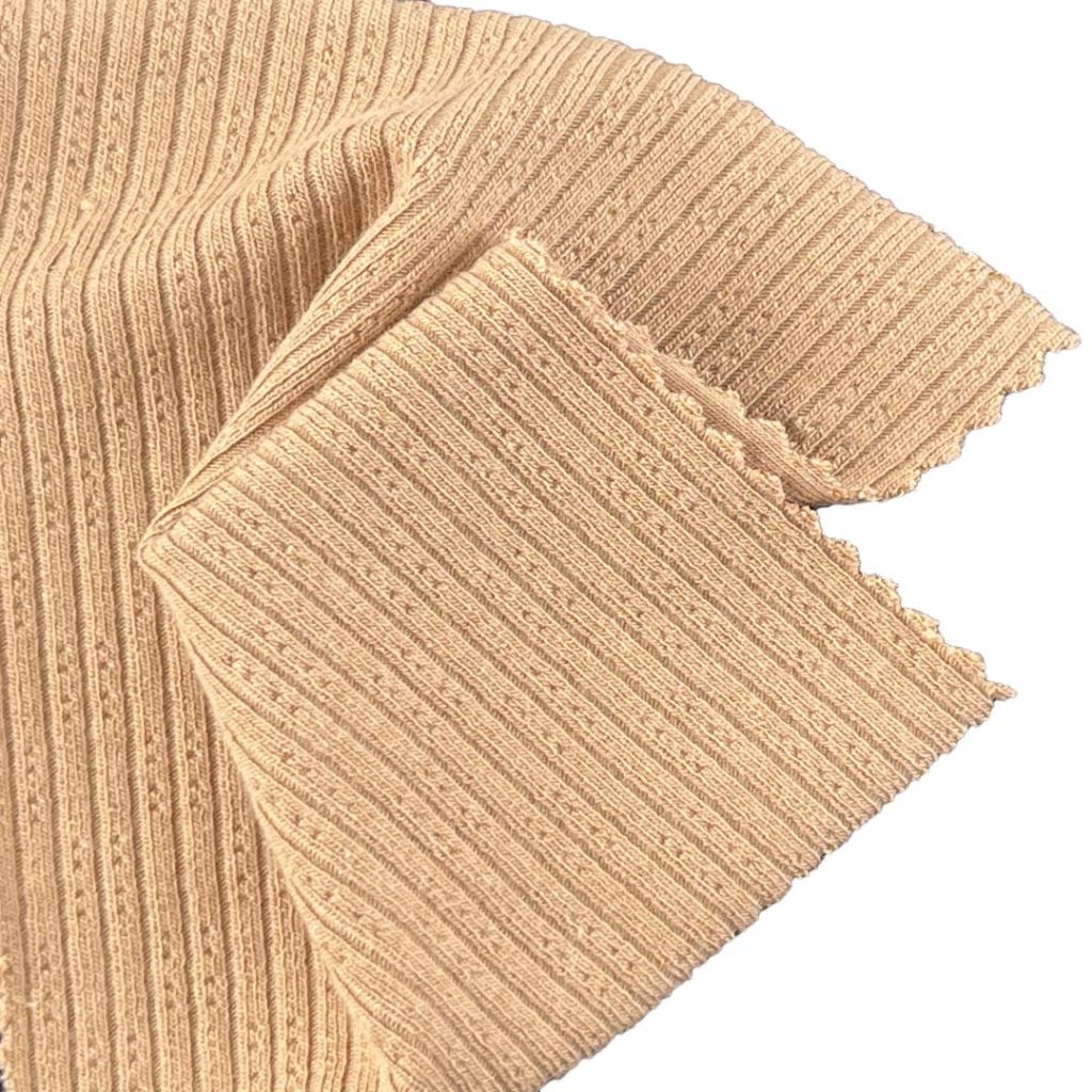 250gsm (8.8 oz) 46% Cotton 46% Viscose 6% Spandex Pointelle Textured Soft Hand Feel Fabric Dress Long Sleeve Shirt J0717183-1