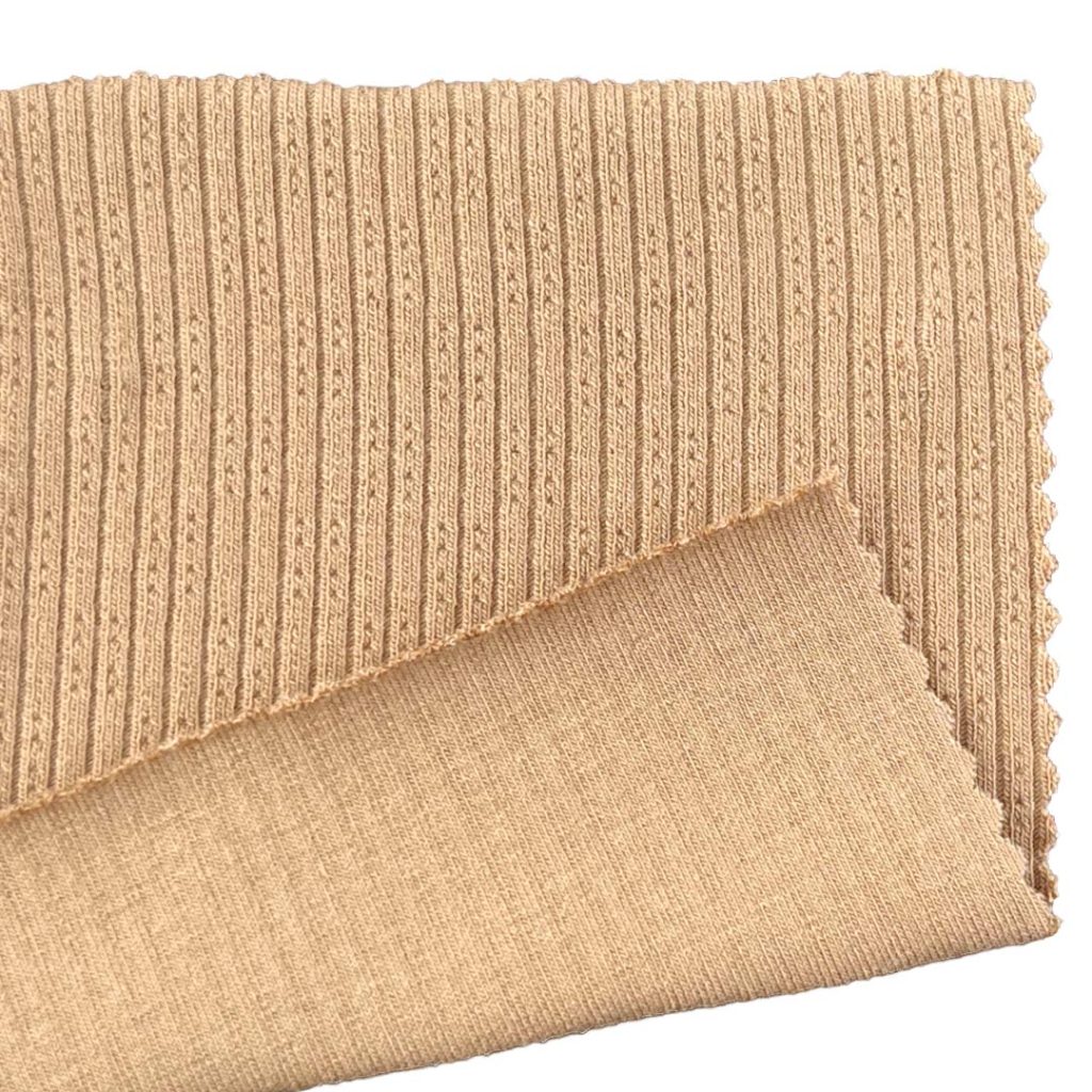 250gsm (8.8 oz) 46% Cotton 46% Viscose 6% Spandex Pointelle Textured Soft Hand Feel Fabric Dress Long Sleeve Shirt J0717183-1