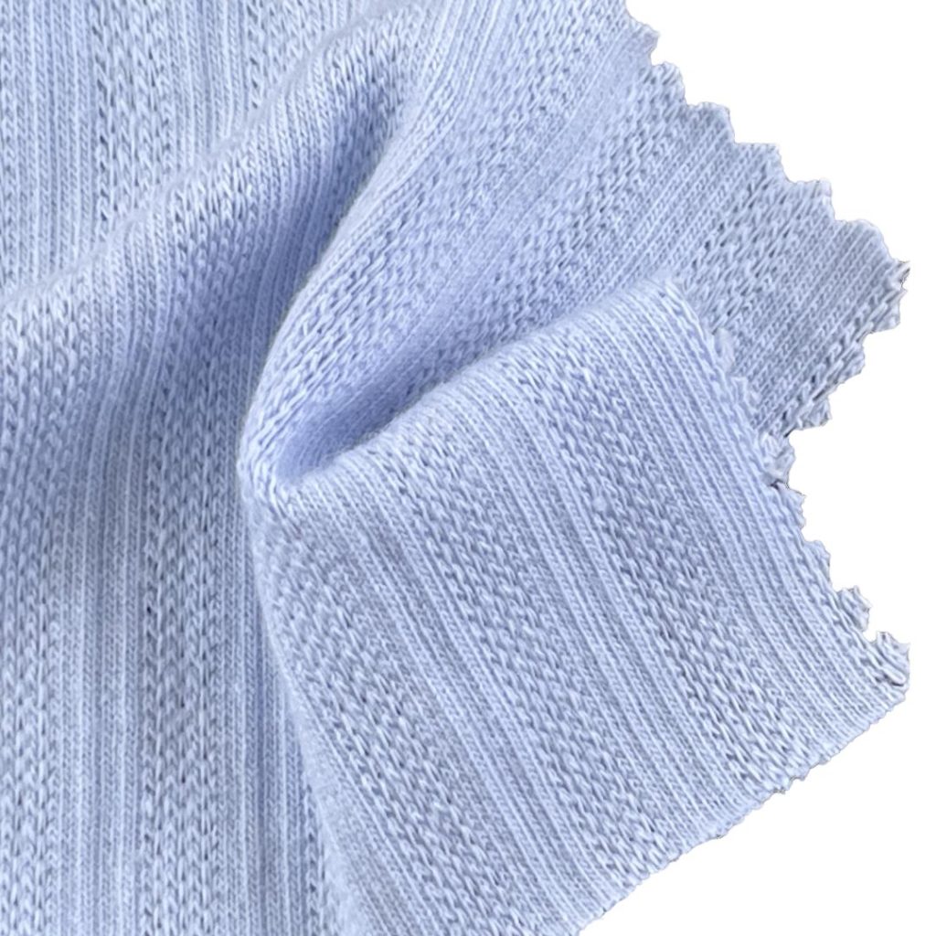 270gsm (9.5 oz) 64% Polyester 34% Cotton 2% Spandex Pointelle Textured Soft Hand Feel Fabric Tops Dress Q2115750