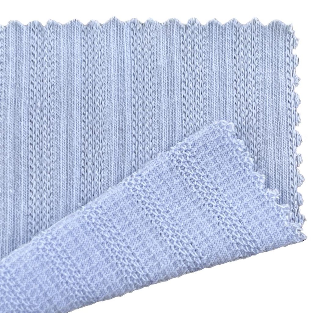 270gsm (9.5 oz) 64% Polyester 34% Cotton 2% Spandex Pointelle Textured Soft Hand Feel Fabric Tops Dress Q2115750