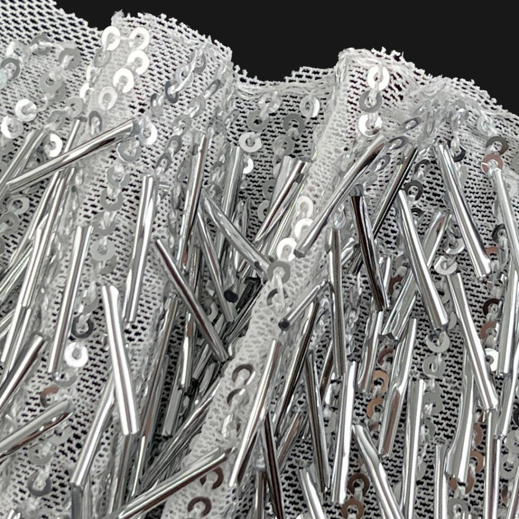 100% Polyester Beaded Glossy Shiny Fabric Craft Skirt RT06