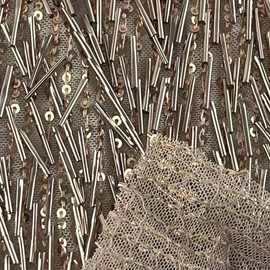 100% Polyester Beaded Shiny Glossy Fabric Dress Craft RT12