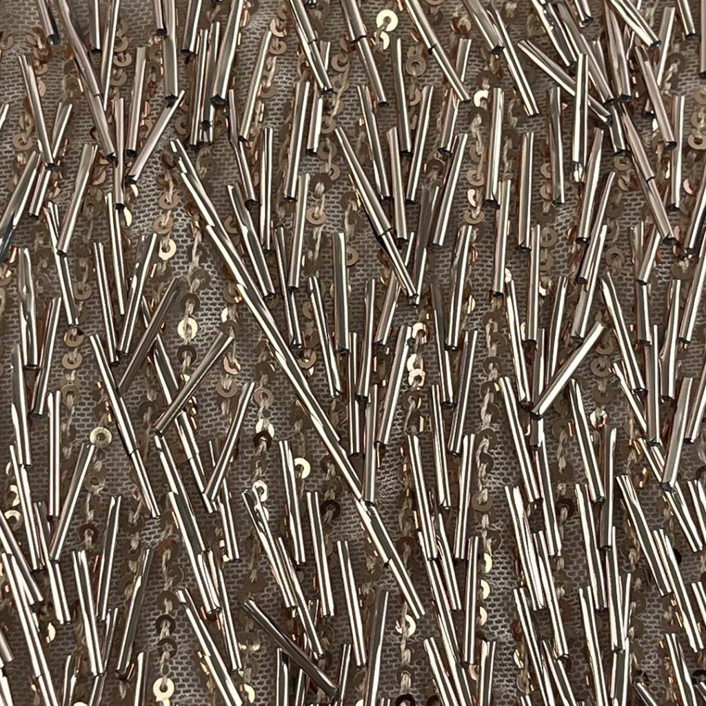 100% Polyester Beaded Shiny Glossy Fabric Dress Craft RT12