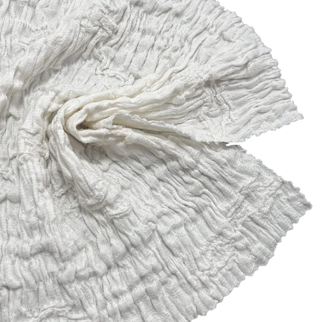 190gsm (6.7 oz) 70% Cotton 18% Polyamide 12% Spandex Crinkle Crinkled Textured Fabric Dress Evening Dress Tops WX7362