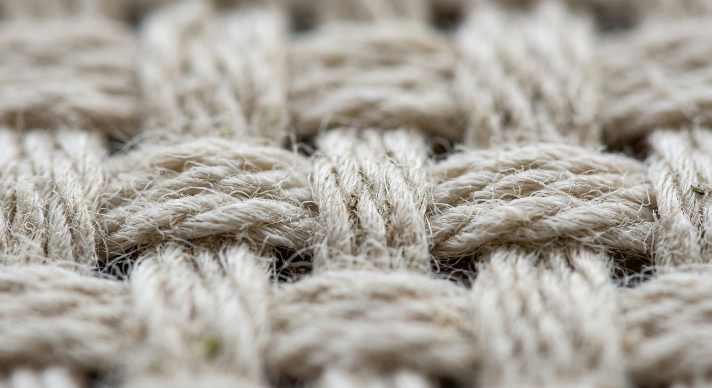 Macro close-up of woven cotton fabric fibers