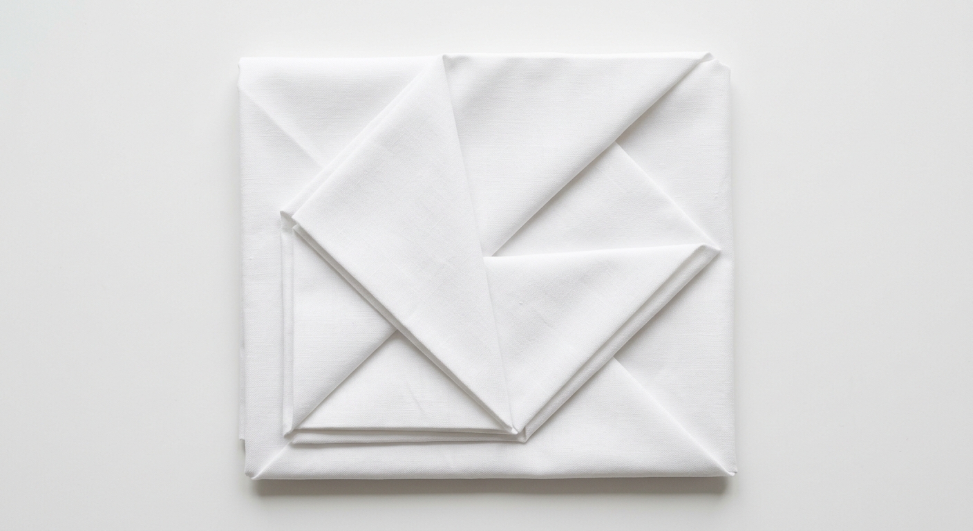 Folded white cotton poplin fabric showing crisp plain weave