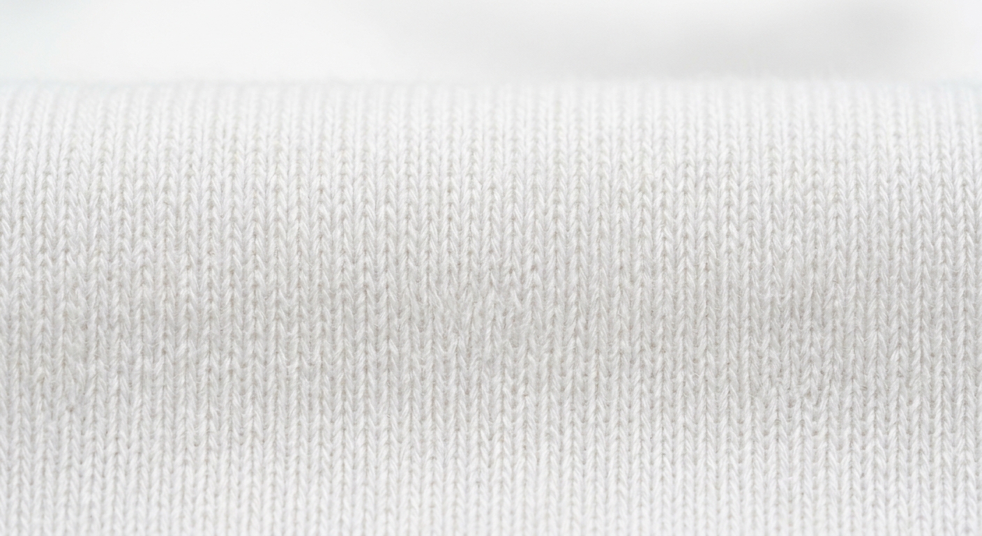 Macro view of fine combed cotton jersey knit structure