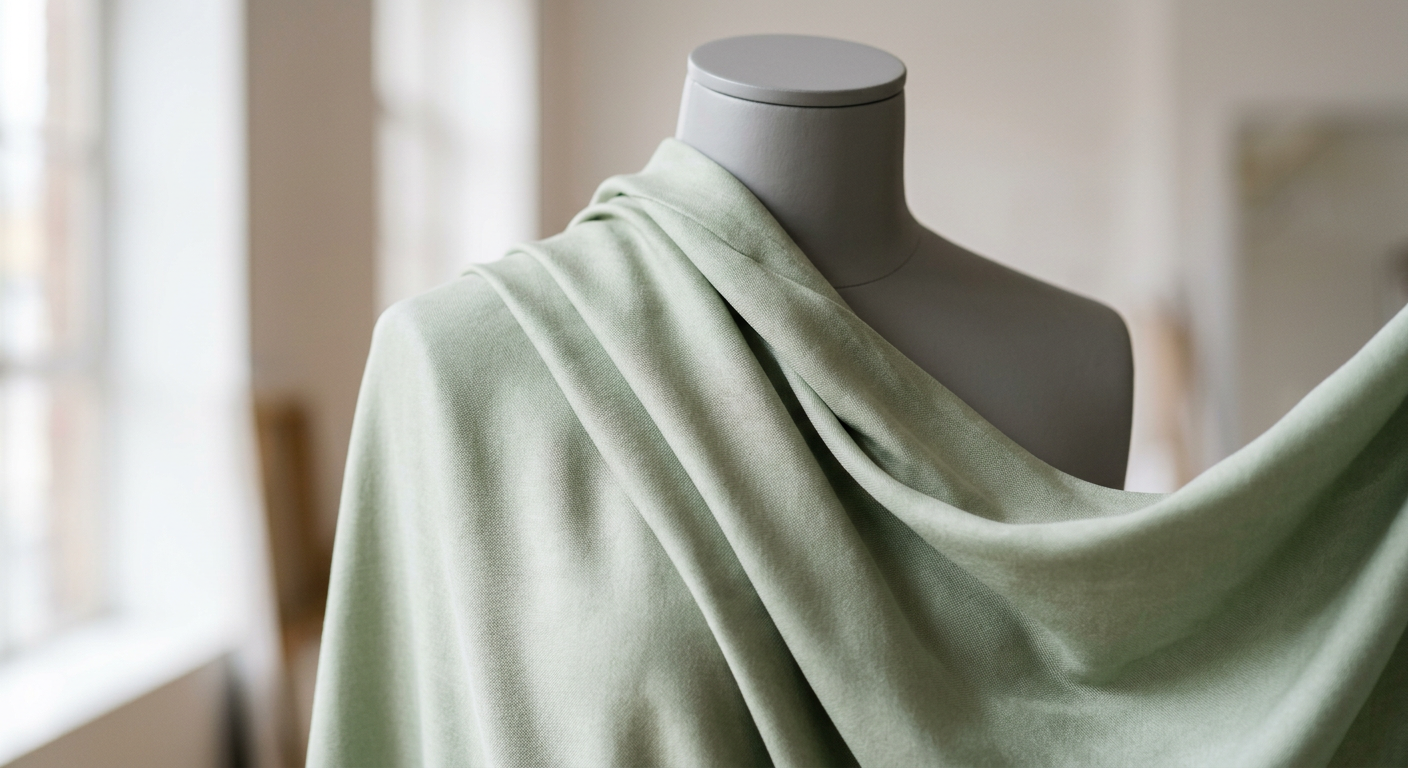 Draped Tencel fabric showing fluid texture and sheen