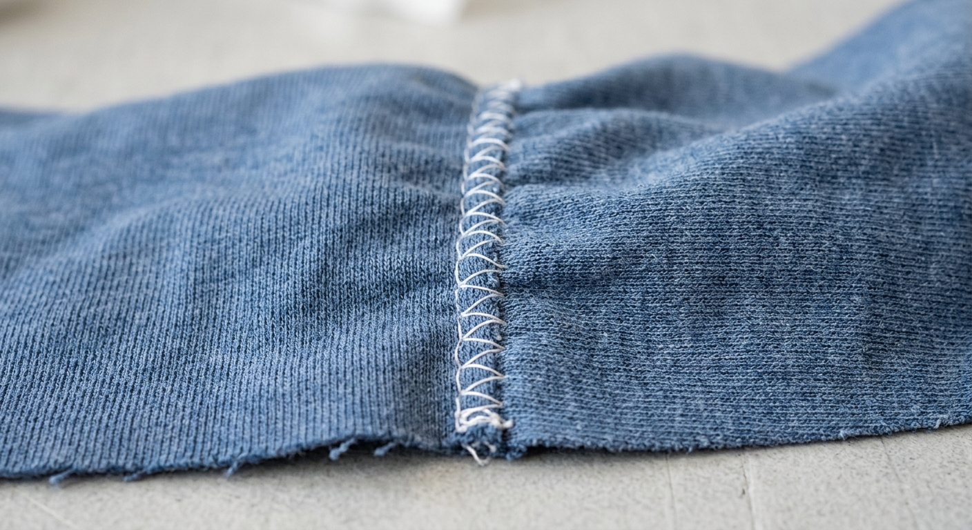 Rippled seam on stretch knit fabric after machine stitching