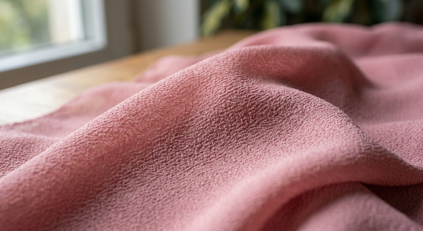 Macro view of georgette fabric's pebbled crepe texture
