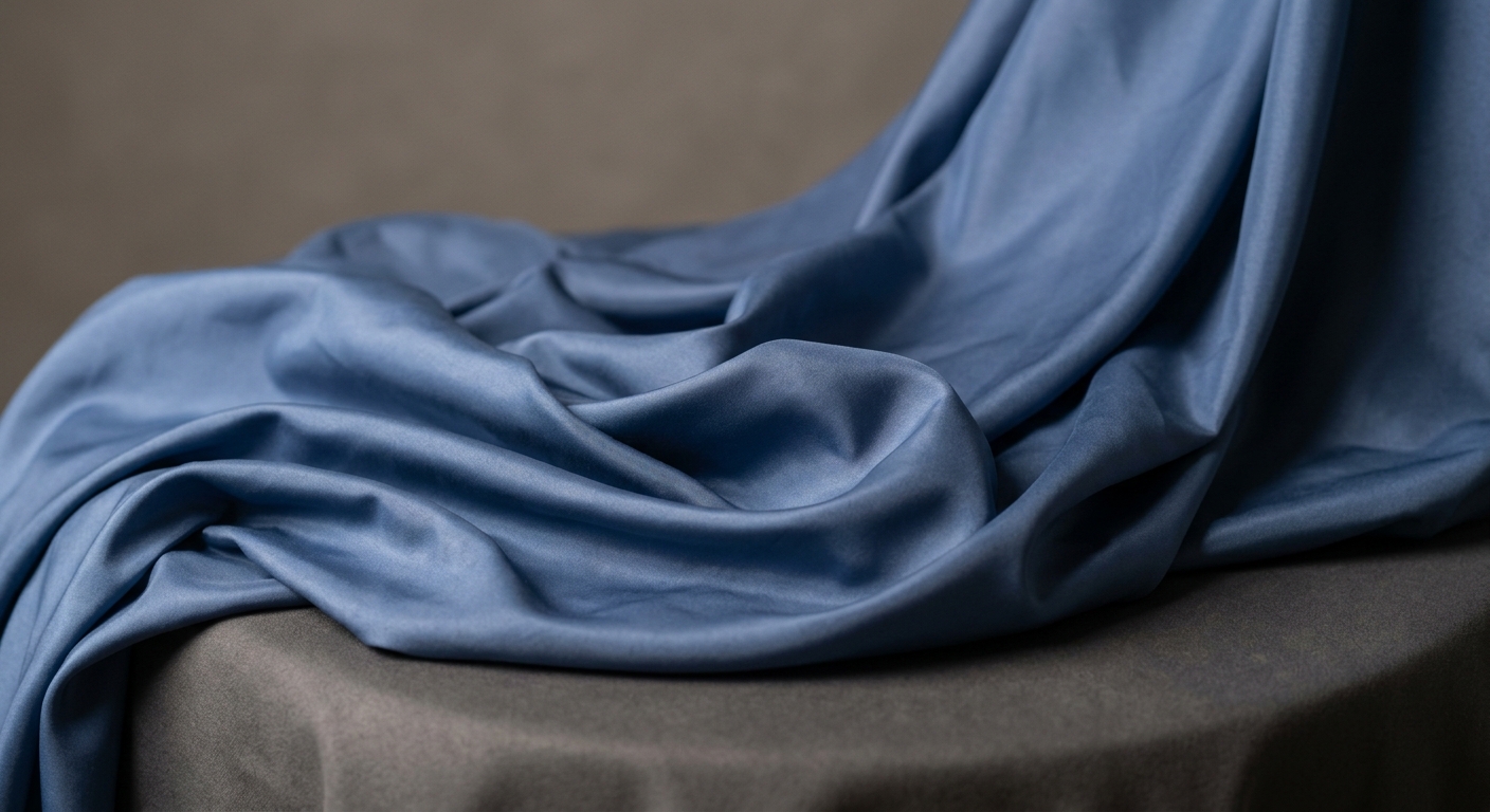 Smooth taffeta nylon fabric with subtle sheen in soft folds