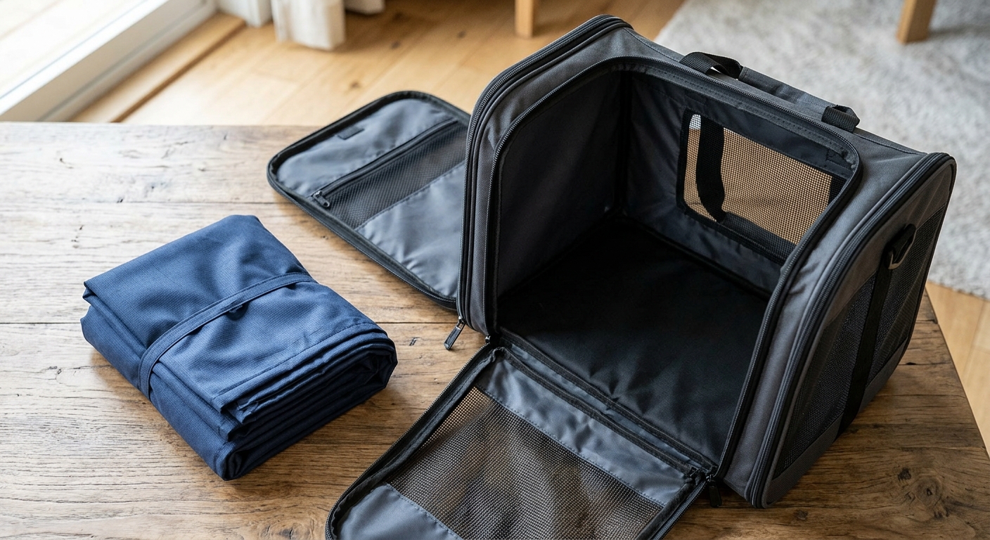 Lightweight polyester trade show fabric folded compactly for travel shipping