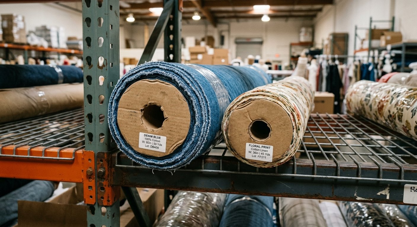 Two fabric rolls of different widths shown side by side
